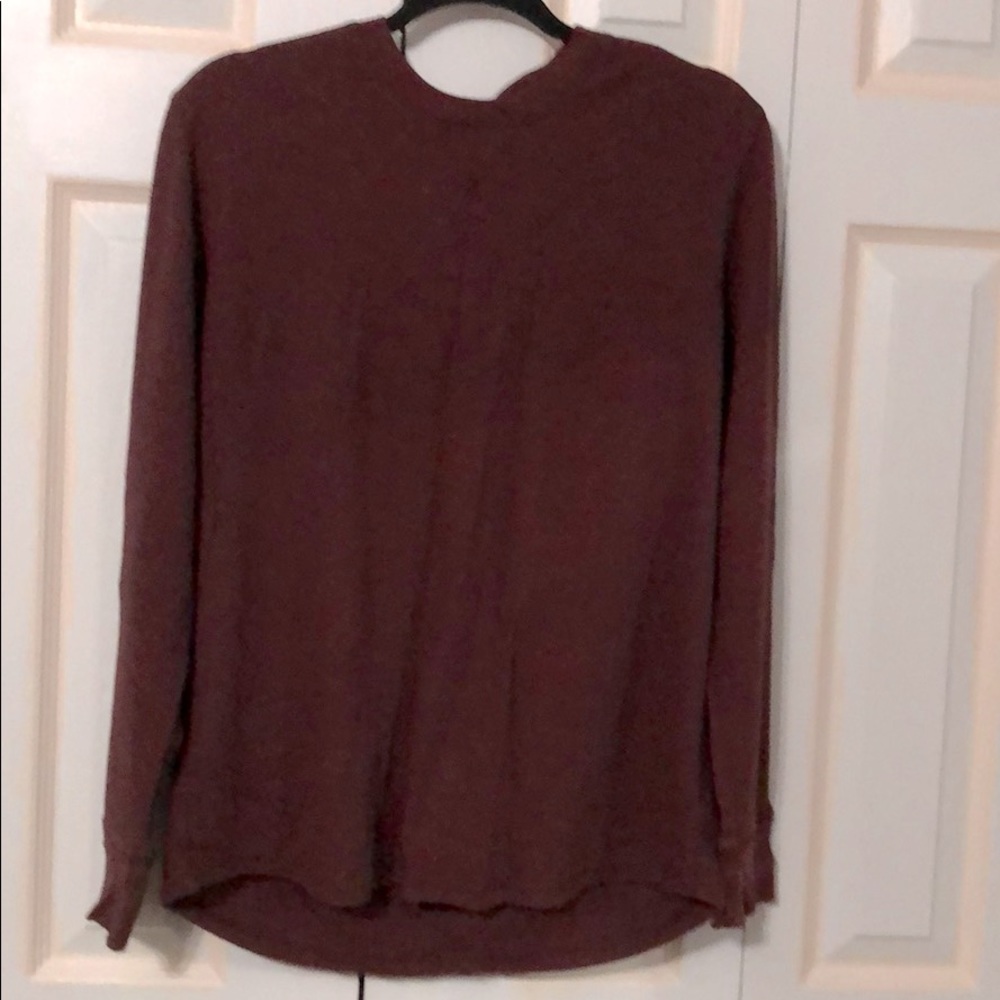 Maroon colored waffle long-sleeve tee